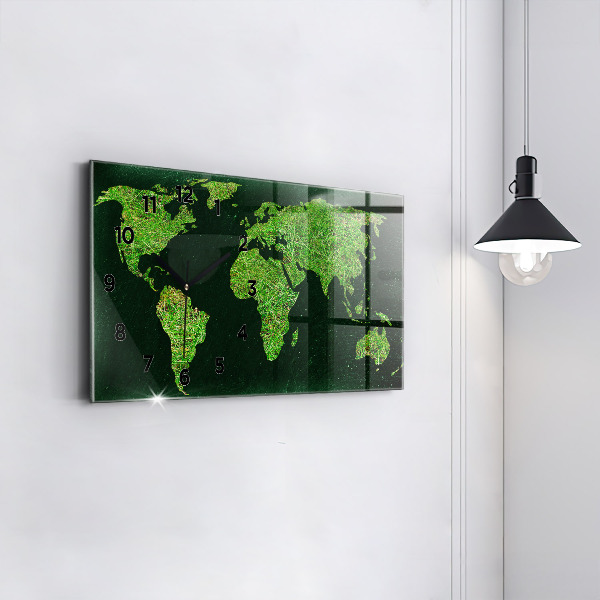 Horloge rectangulaire horizontale 'Carte du monde de l''herbe'
