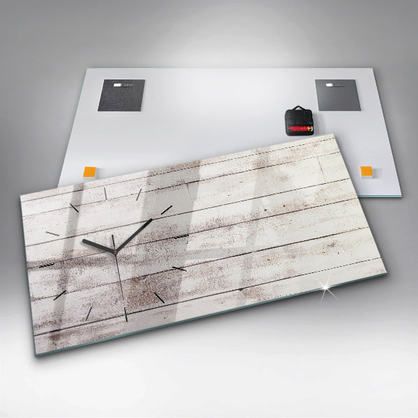 Horloge rectangulaire horizontale Planches de bois clair