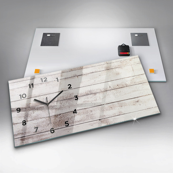 Horloge rectangulaire horizontale Planches de bois clair