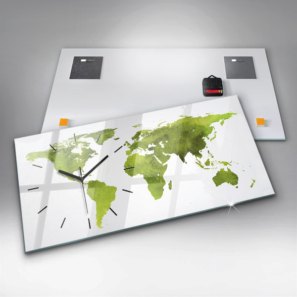 Horloge rectangulaire horizontale 'Carte du monde à l''aquarelle'