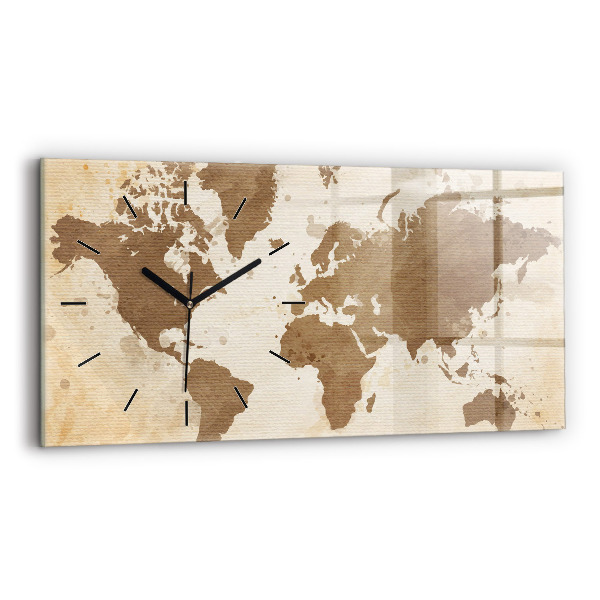 Horloge rectangulaire horizontale Carte peinte du monde