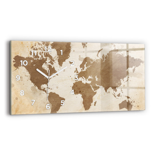 Horloge rectangulaire horizontale Carte peinte du monde