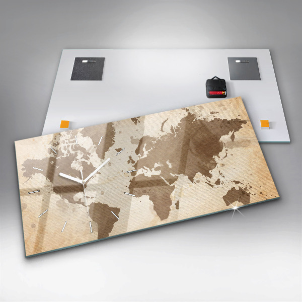 Horloge rectangulaire horizontale Carte peinte du monde