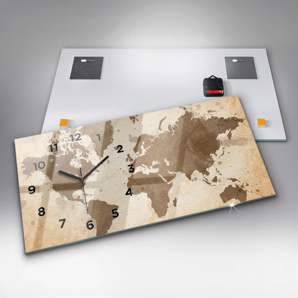 Horloge rectangulaire horizontale Carte peinte du monde