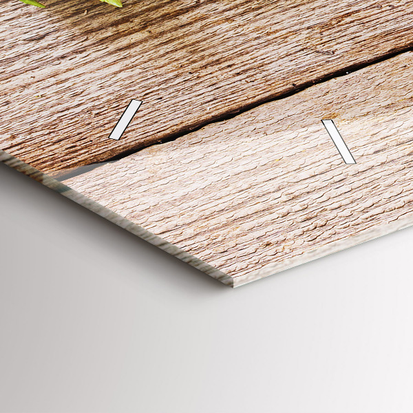 Horloge rectangulaire horizontale Fleurs sur bois