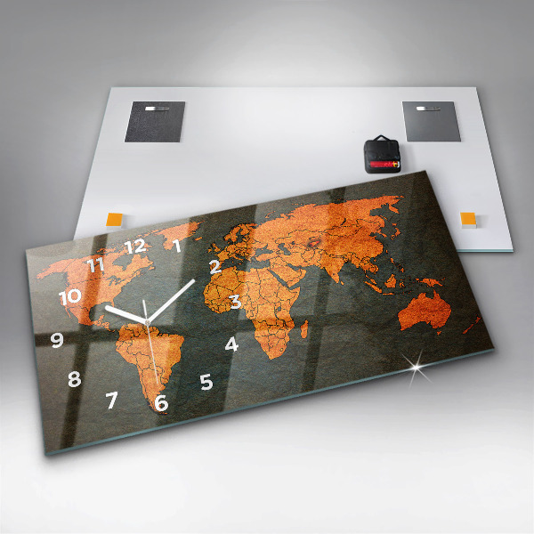 Horloge rectangulaire horizontale Carte du monde