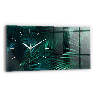Horloge murale horizontale feuilles tropicales