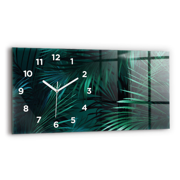 Horloge murale horizontale feuilles tropicales