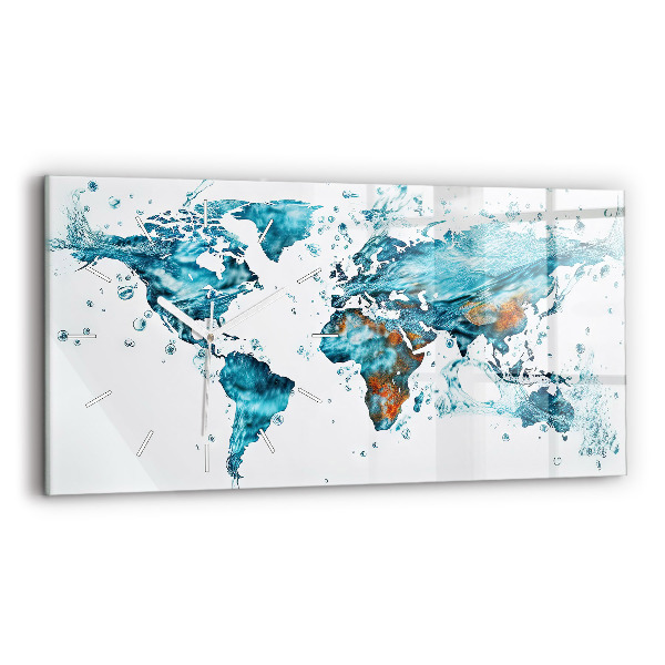 Horloge murale horizontale 'Carte de l''eau du monde'