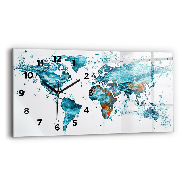 Horloge murale horizontale 'Carte de l''eau du monde'