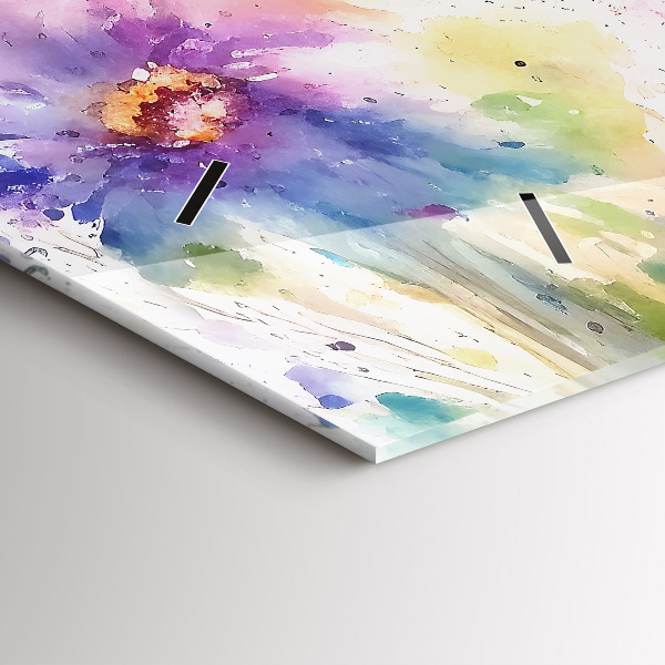 Horloge murale horizontale Fleurs peintes