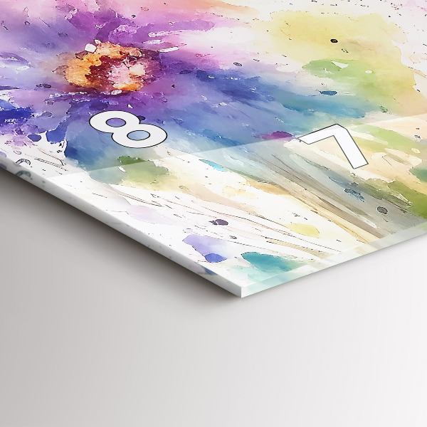 Horloge murale horizontale Fleurs peintes