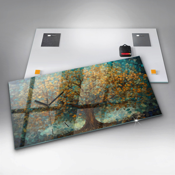 Horloge murale horizontale Arbre en mosaïque