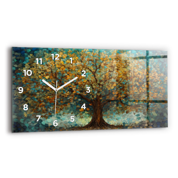 Horloge murale horizontale Arbre en mosaïque