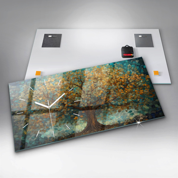 Horloge murale horizontale Arbre en mosaïque