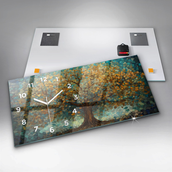Horloge murale horizontale Arbre en mosaïque
