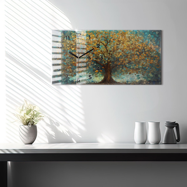 Horloge murale horizontale Arbre en mosaïque