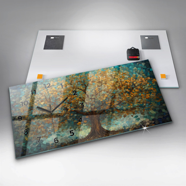 Horloge murale horizontale Arbre en mosaïque