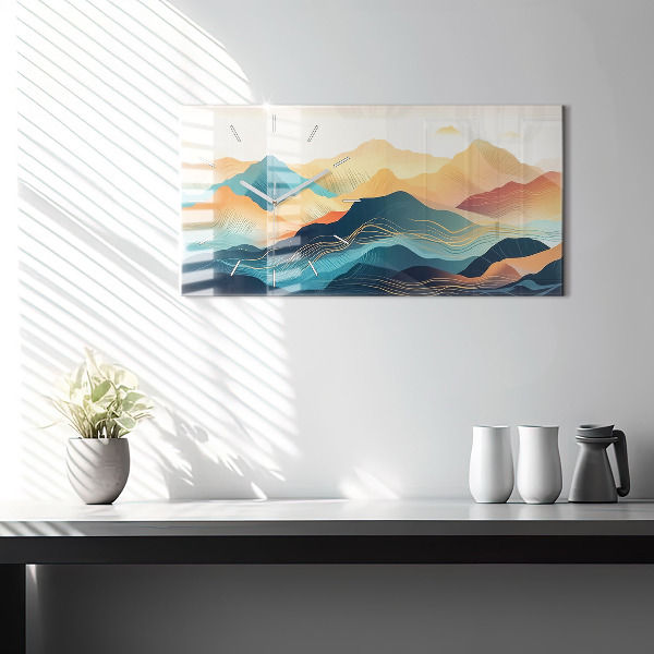Horloge murale horizontale Paysage de montagne