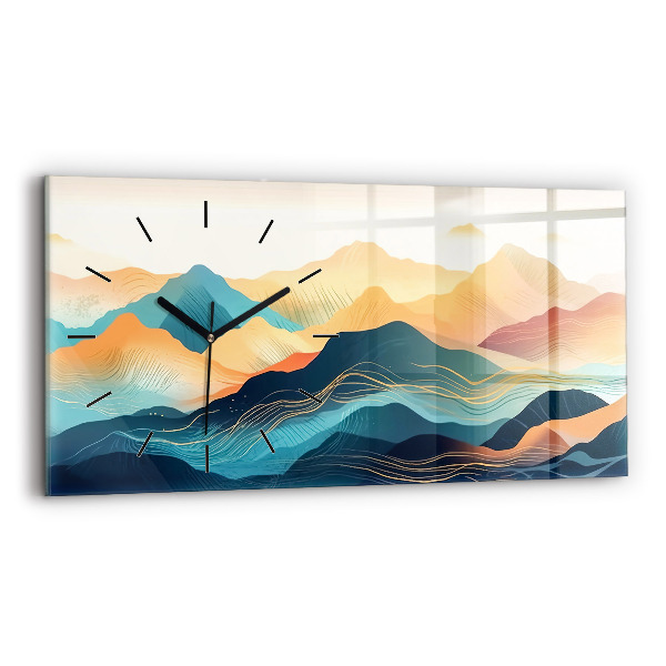 Horloge murale horizontale Paysage de montagne