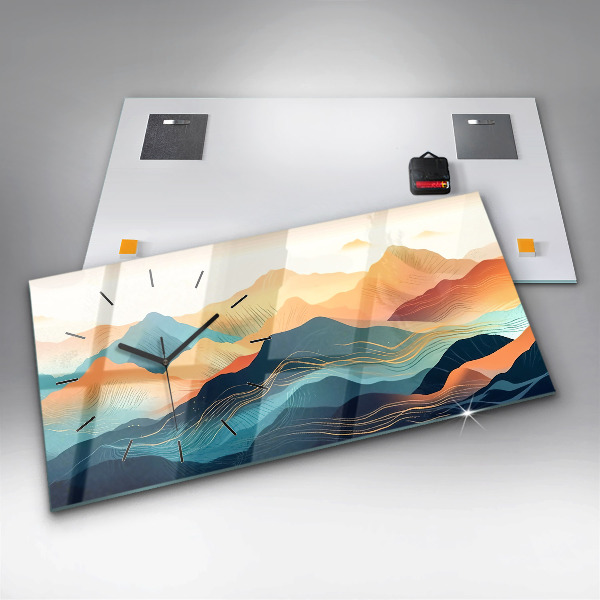 Horloge murale horizontale Paysage de montagne