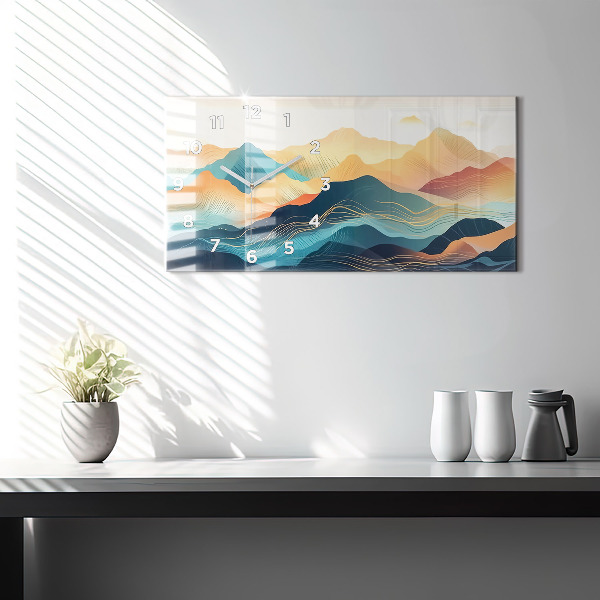 Horloge murale horizontale Paysage de montagne