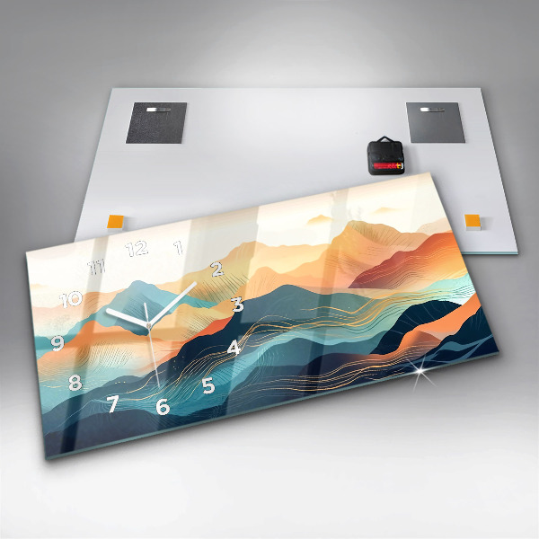 Horloge murale horizontale Paysage de montagne