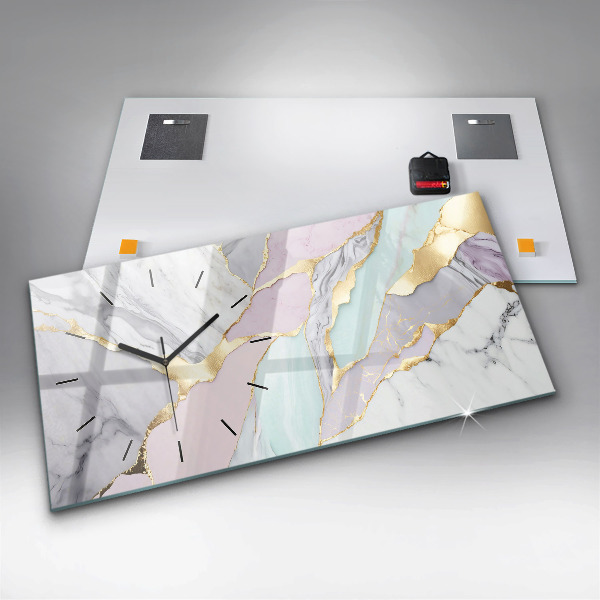 Horloge murale horizontale Motif en marbre
