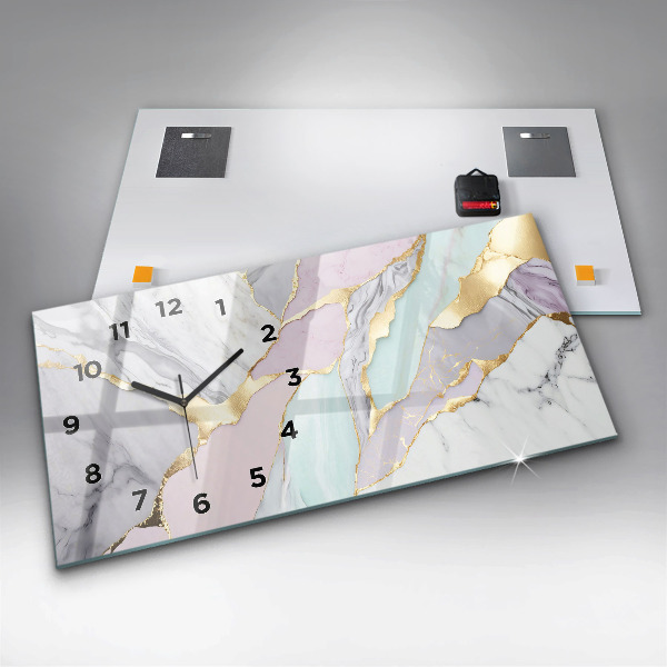 Horloge murale horizontale Motif en marbre