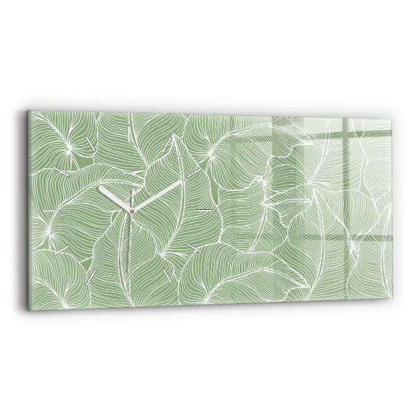 Horloge murale horizontale Motif de feuilles naturelles