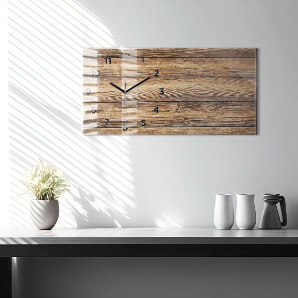 Horloge rectangulaire horizontale planches de bois