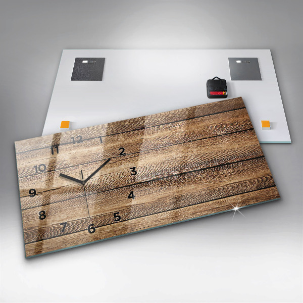 Horloge rectangulaire horizontale planches de bois