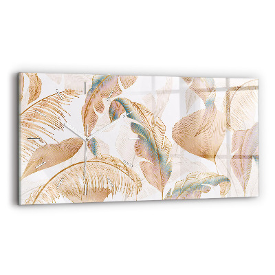 Horloge murale horizontale Motif de feuille naturelle