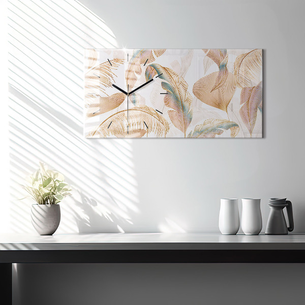 Horloge murale horizontale Motif de feuille naturelle