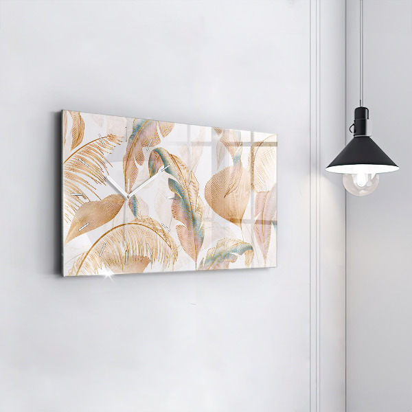 Horloge murale horizontale Motif de feuille naturelle