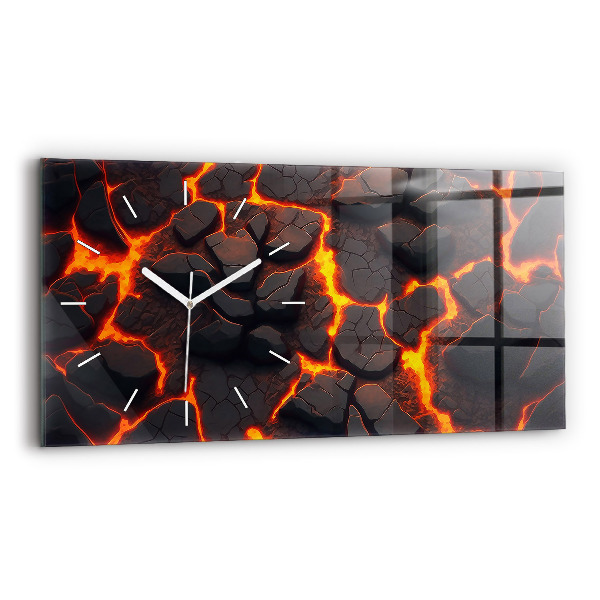 Horloge murale horizontale Volcan de lave