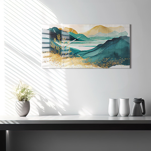 Horloge murale horizontale Paysage de montagne