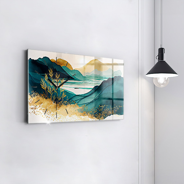 Horloge murale horizontale Paysage de montagne