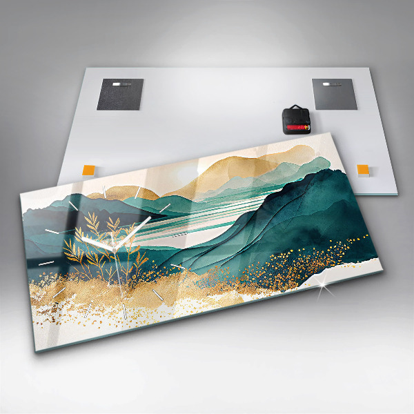 Horloge murale horizontale Paysage de montagne