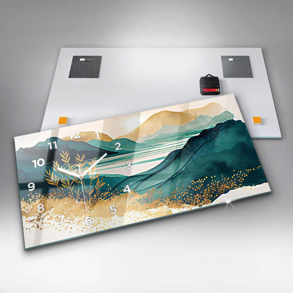 Horloge murale horizontale Paysage de montagne