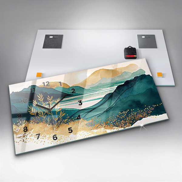 Horloge murale horizontale Paysage de montagne