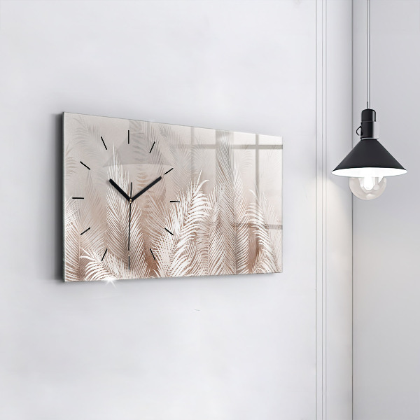 Horloge murale horizontale feuilles tropicales