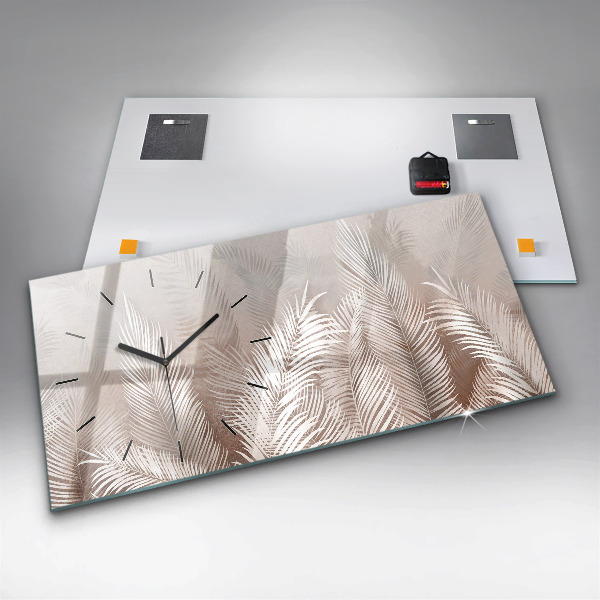 Horloge murale horizontale feuilles tropicales