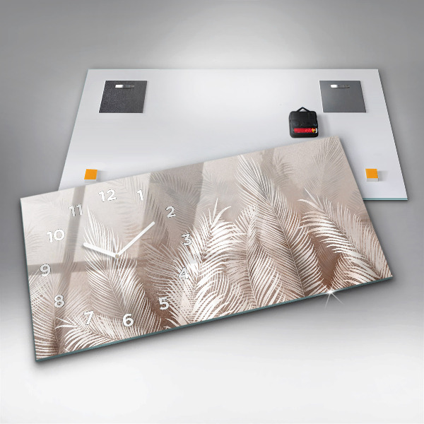Horloge murale horizontale feuilles tropicales