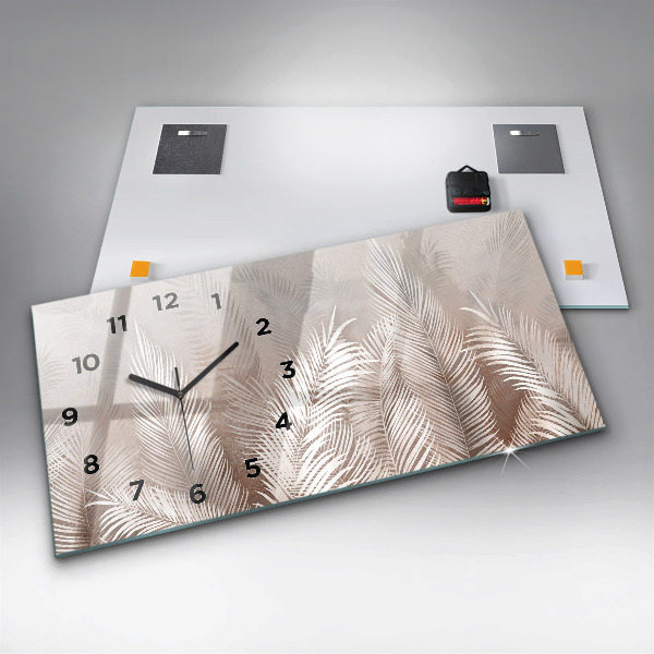 Horloge murale horizontale feuilles tropicales