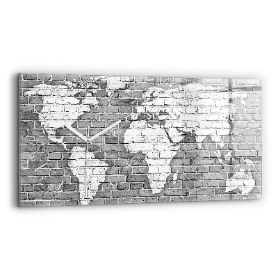 Horloge rectangulaire horizontale Carte du monde sur le mur