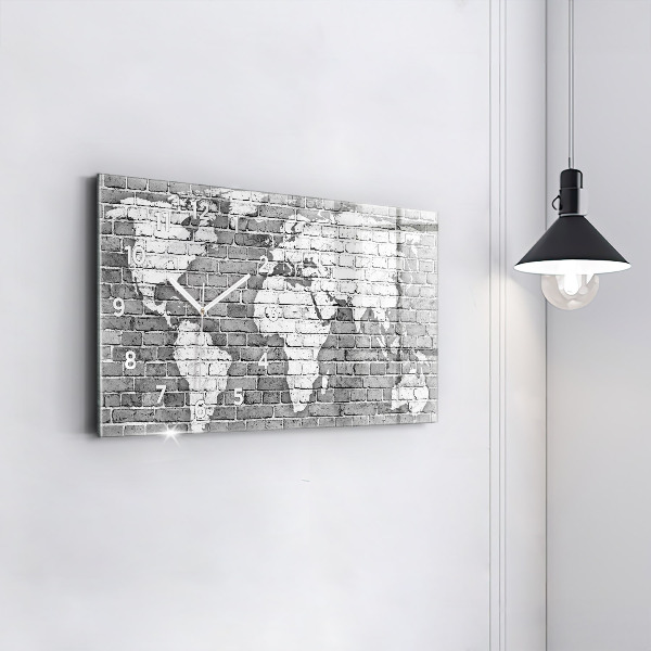 Horloge rectangulaire horizontale Carte du monde sur le mur