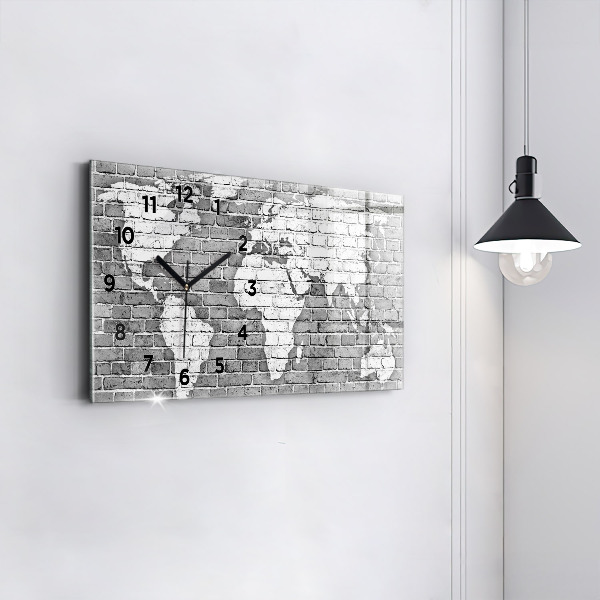 Horloge rectangulaire horizontale Carte du monde sur le mur