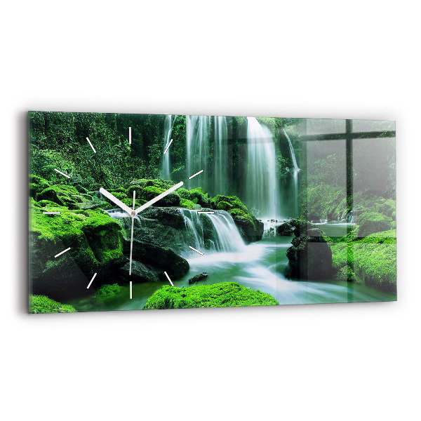Horloge murale horizontale Cascade parmi la mousse