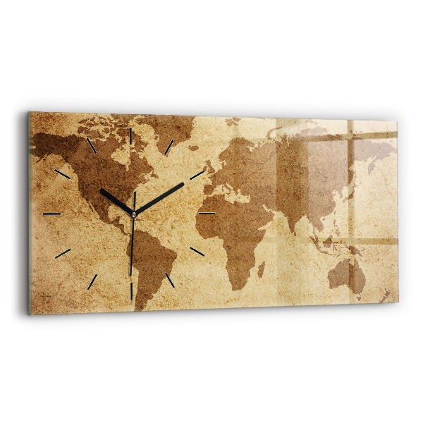 Horloge rectangulaire horizontale Carte du monde vintage